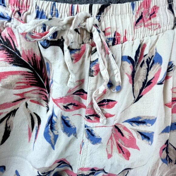 Briggs New York Pants Womens Small Beige Tropical Linen Blend Wide Leg Pull On - Picture 3 of 9